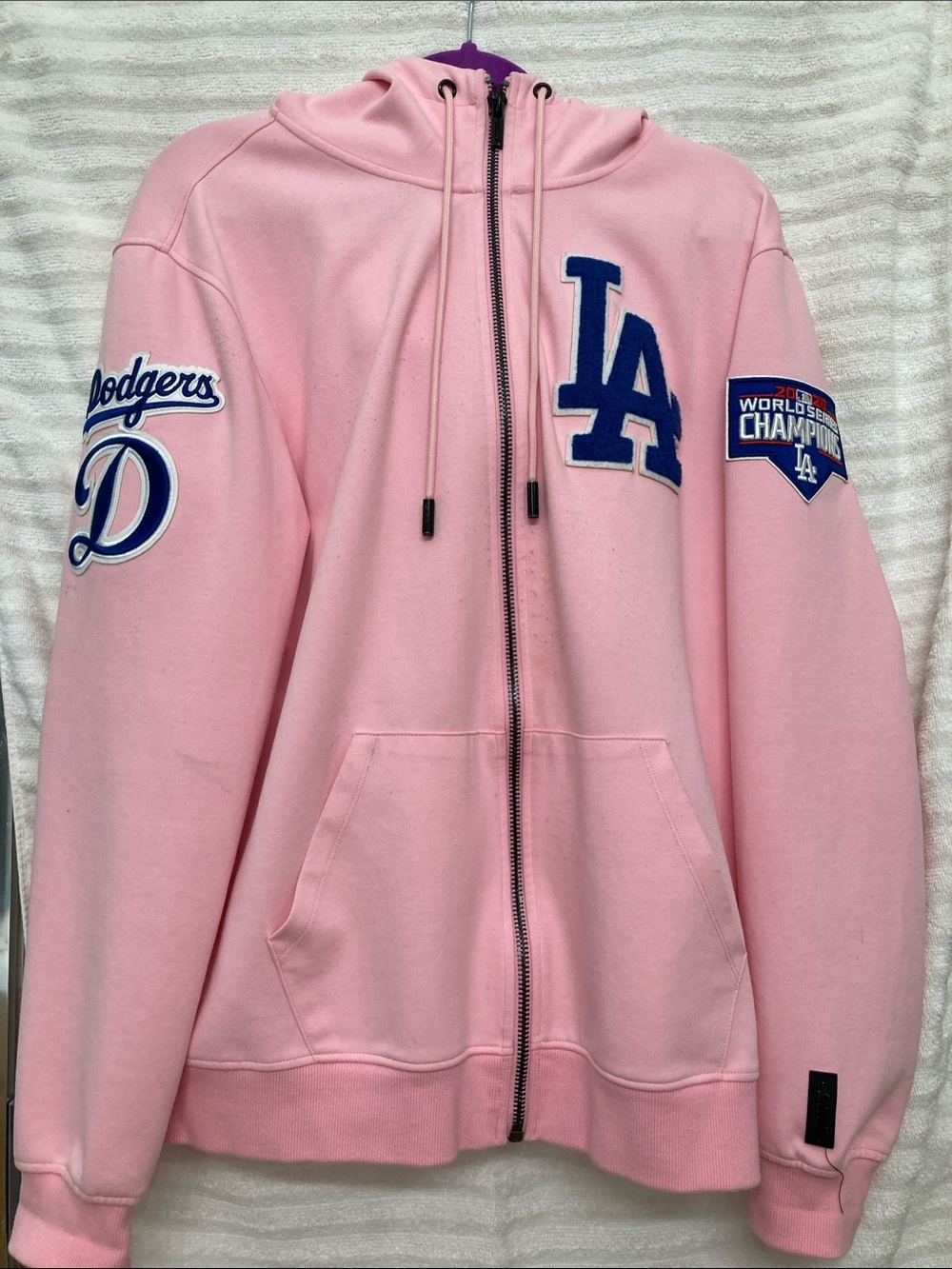 Los Angeles Dodgers Pink Zip-Up Hoodie Style Sweater